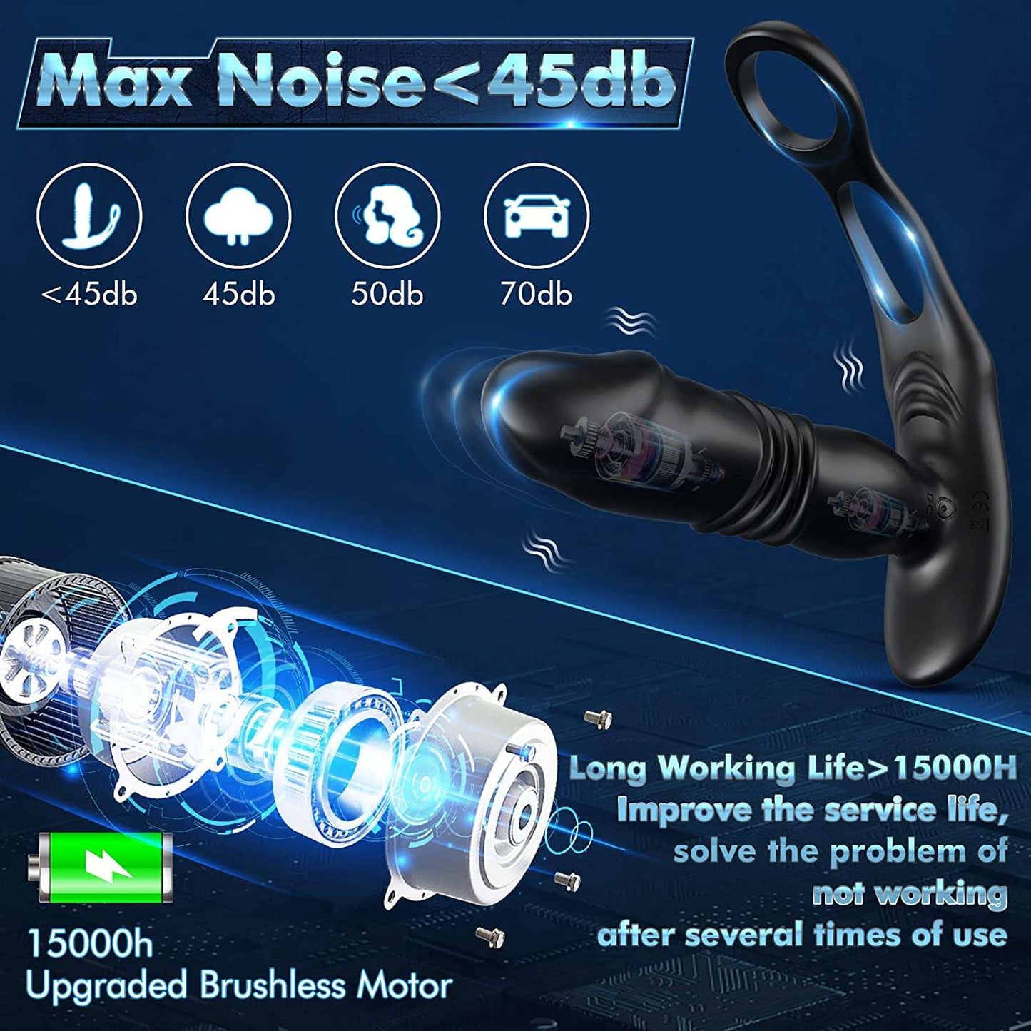 Sex toys dubai7ModesHeadRetractableAnalPlugwithCockRingforMen,CouplesSexToystoys men
