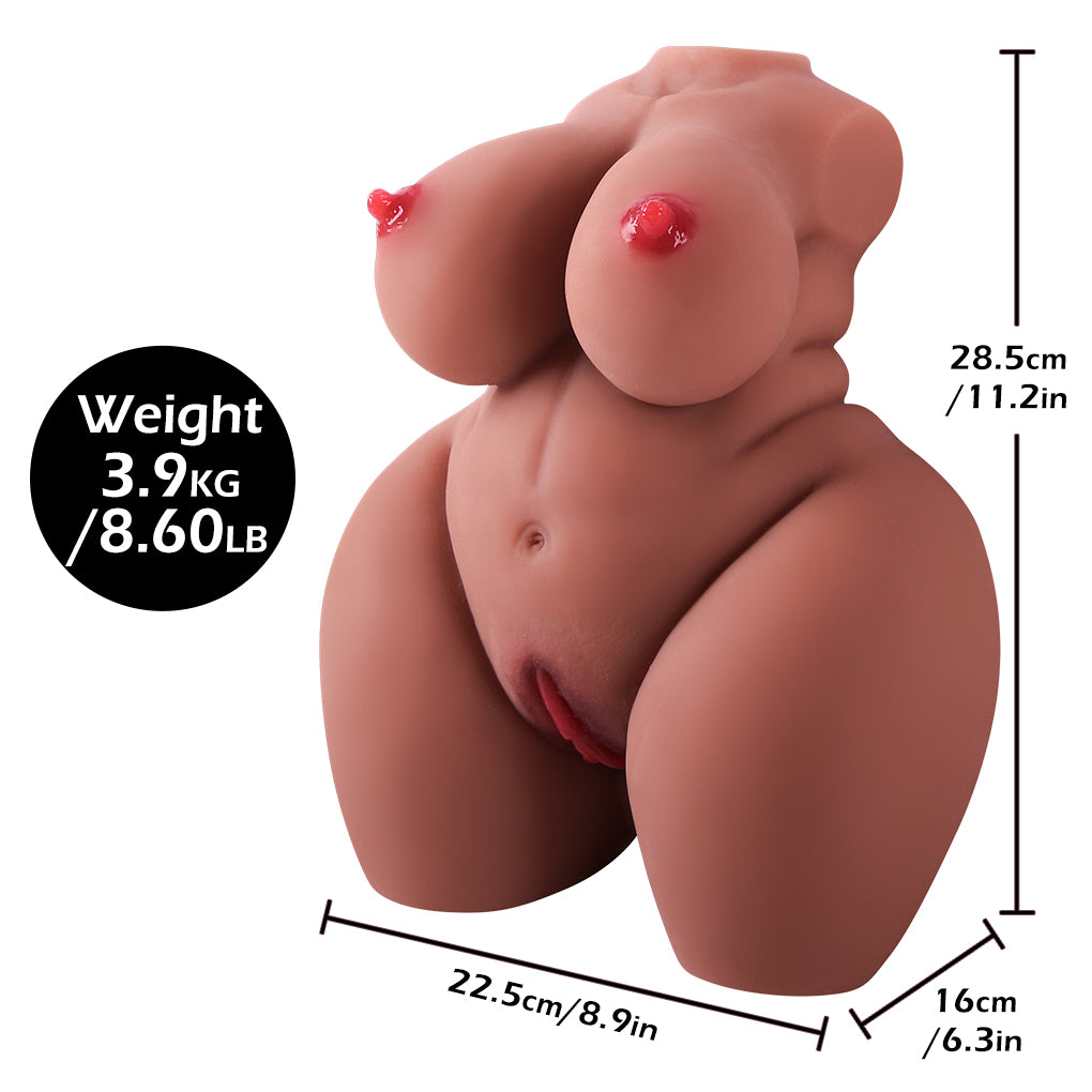 Sex toys dubai3.9kg Coffee Color Kilogram Jumbo Boobs and Nipples Sex Half Doll with 3 Realistic Textured Virgin Vagina and Vagina Cups GetmoreFuntoys men