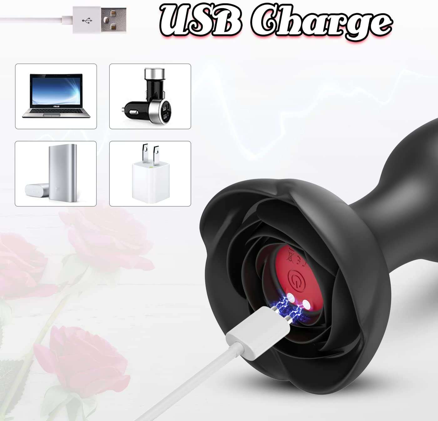 Sex toys dubaiRemoteControlSexAnalPlugVibratorwith10Modes&RoseShapeforCoupleGamestoys men