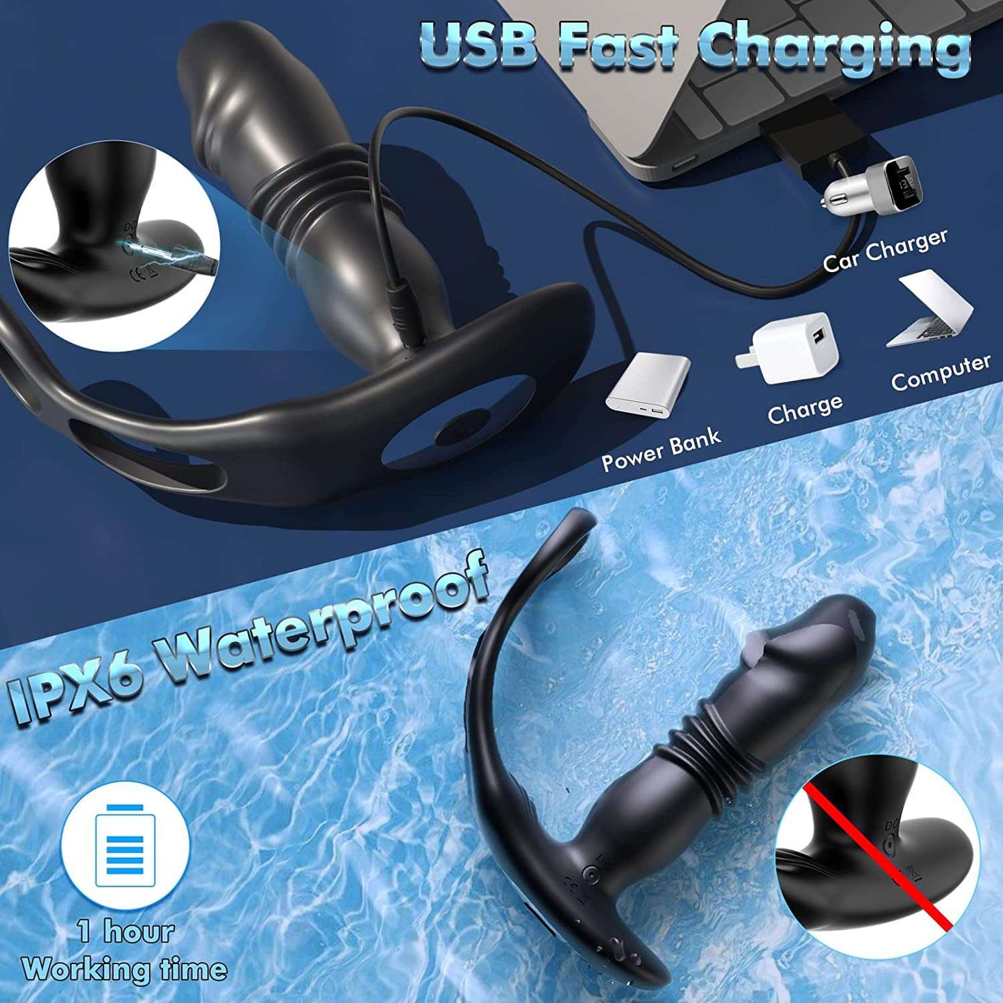 Sex toys dubai7ModesHeadRetractableAnalPlugwithCockRingforMen,CouplesSexToystoys men