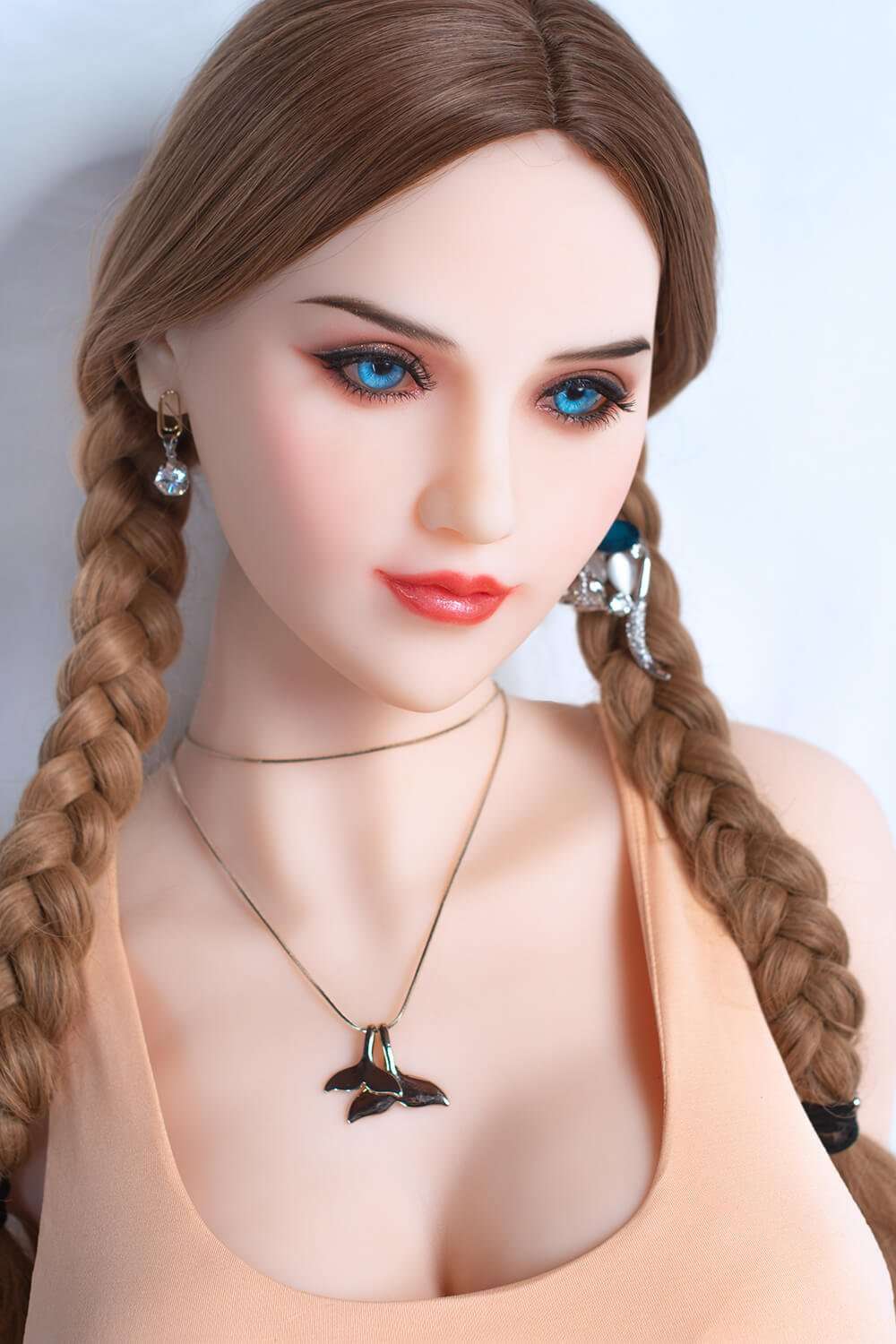 sex doll uae men video 138cm Full Size Lifelike Virgin Sex Doll with Big Boobs and Double Ponytail Braid Realistic Silicone Style