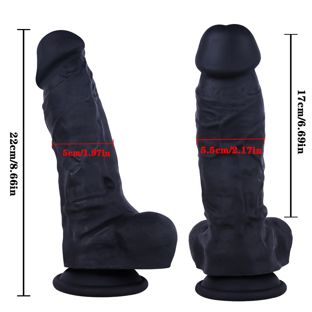 Sex toys dubaiB132ClassicGirthyRealisticBlackLiquidSiliconeSuctionCupDildowithBalls8.6Inchtoys men
