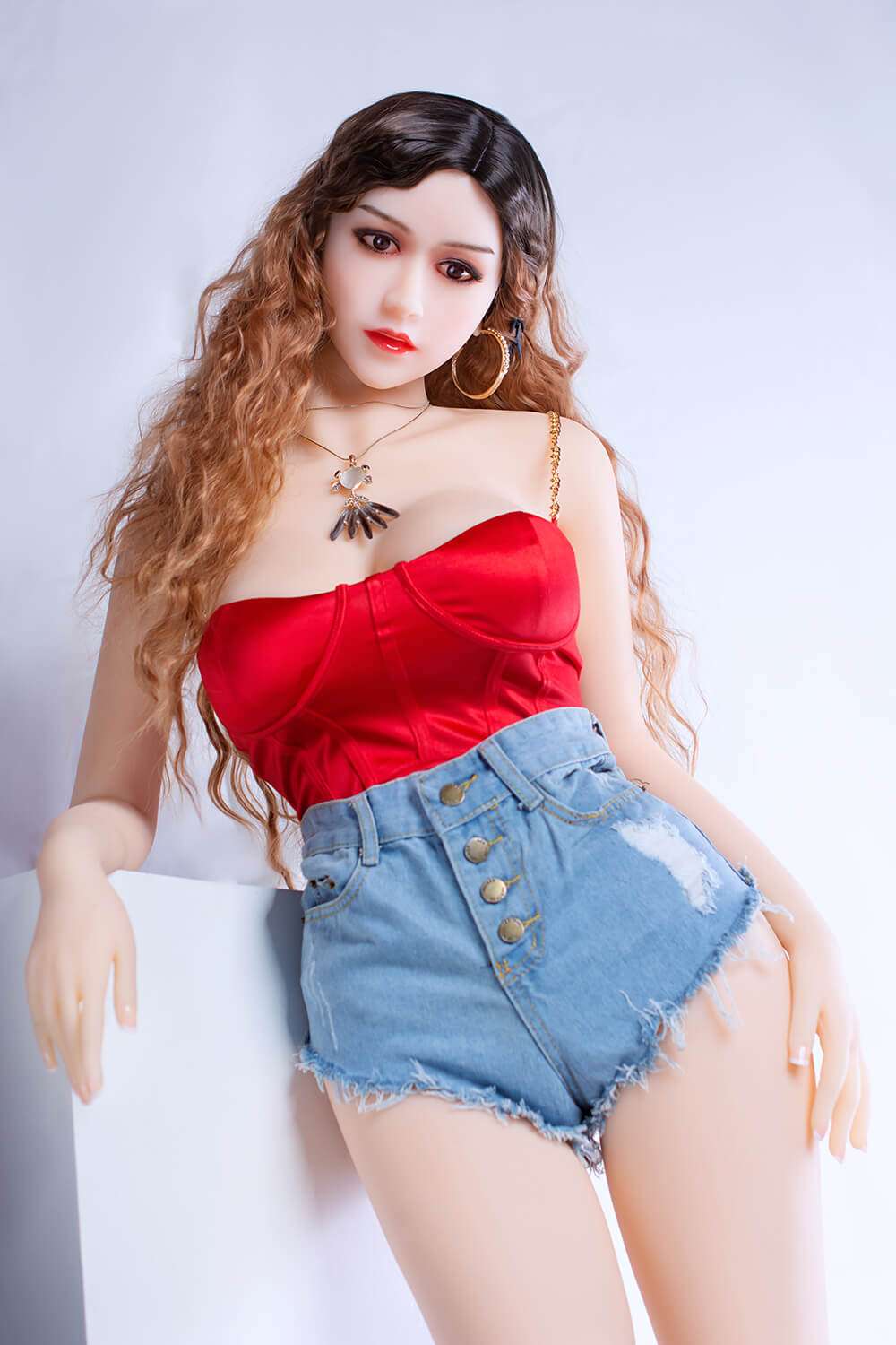 sex doll uae men video 138cm Full Size Lifelike Sex Doll with Brown Curly Hair and Tiny Pussy (with Movable Metal Skeleton)Realistic Silicone  Style