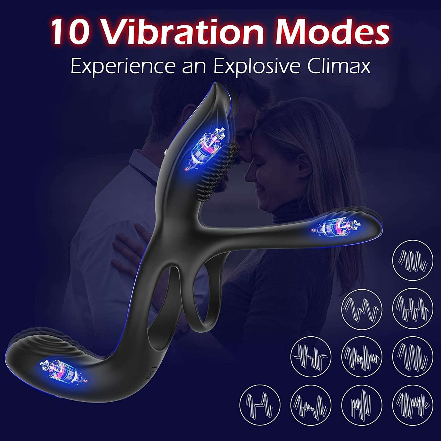 Sex toys  dubai3in1VibratingCockRingwith10ModesMen’sPenisRingsVibratorstoys  men