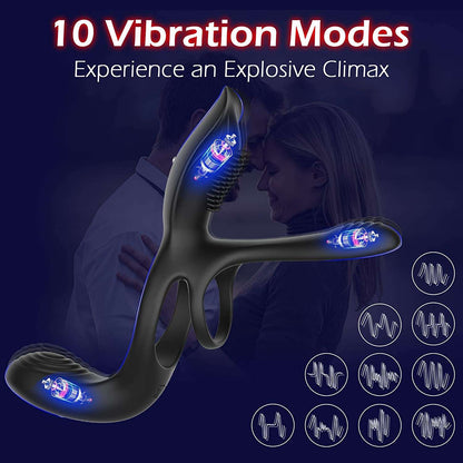 Sex toys  dubai3in1VibratingCockRingwith10ModesMen’sPenisRingsVibratorstoys  men