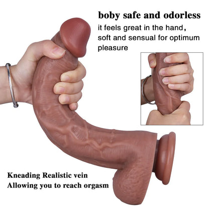 Extra Large Ultra Realistic Silicone Dildo for Women – 11.4 Inches