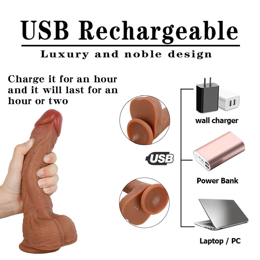 Most Realistic Silicone Dildo for Women – 8.5 Inch Big Penis Vibrator Meat Stick