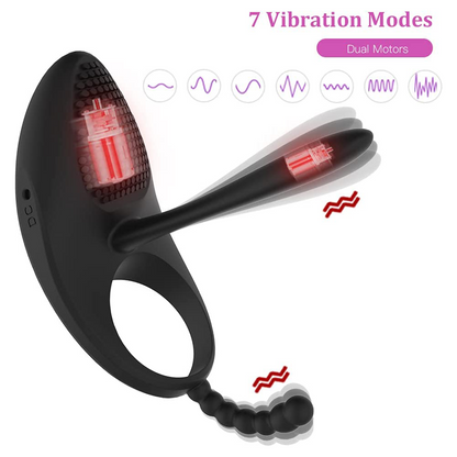 Sex toys  dubaiRechargableCockRingwithTongueClitoralStimulatorwith7VibrationModesDualMotors(RemoteControl)toys  men