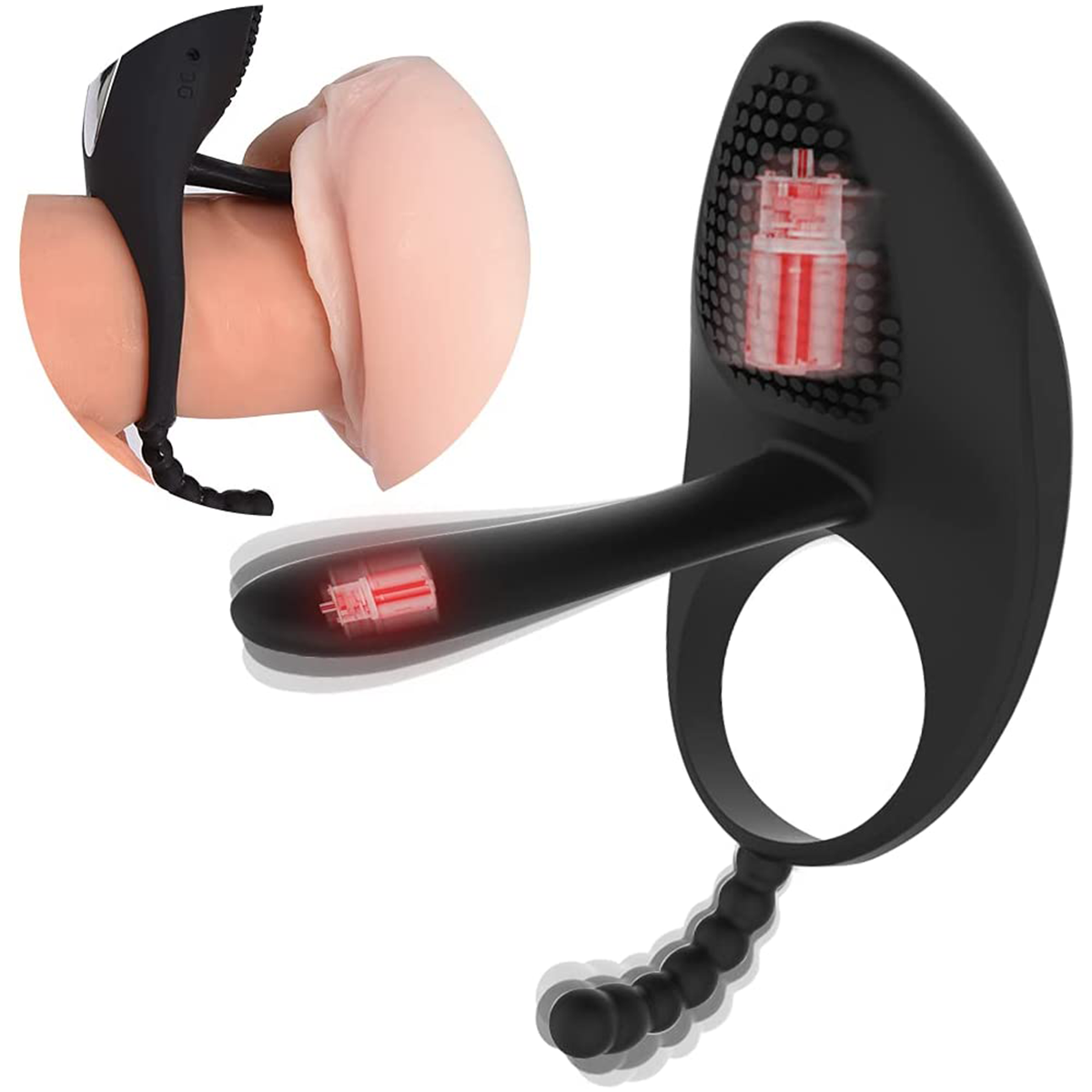 Sex toys  dubaiRechargableCockRingwithTongueClitoralStimulatorwith7VibrationModesDualMotors(RemoteControl)toys  men