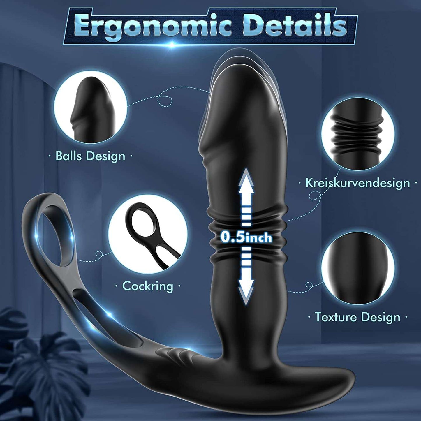 Sex toys  dubai7ModesHeadRetractableAnalPlugwithCockRingforMen,CouplesSexToystoys  men
