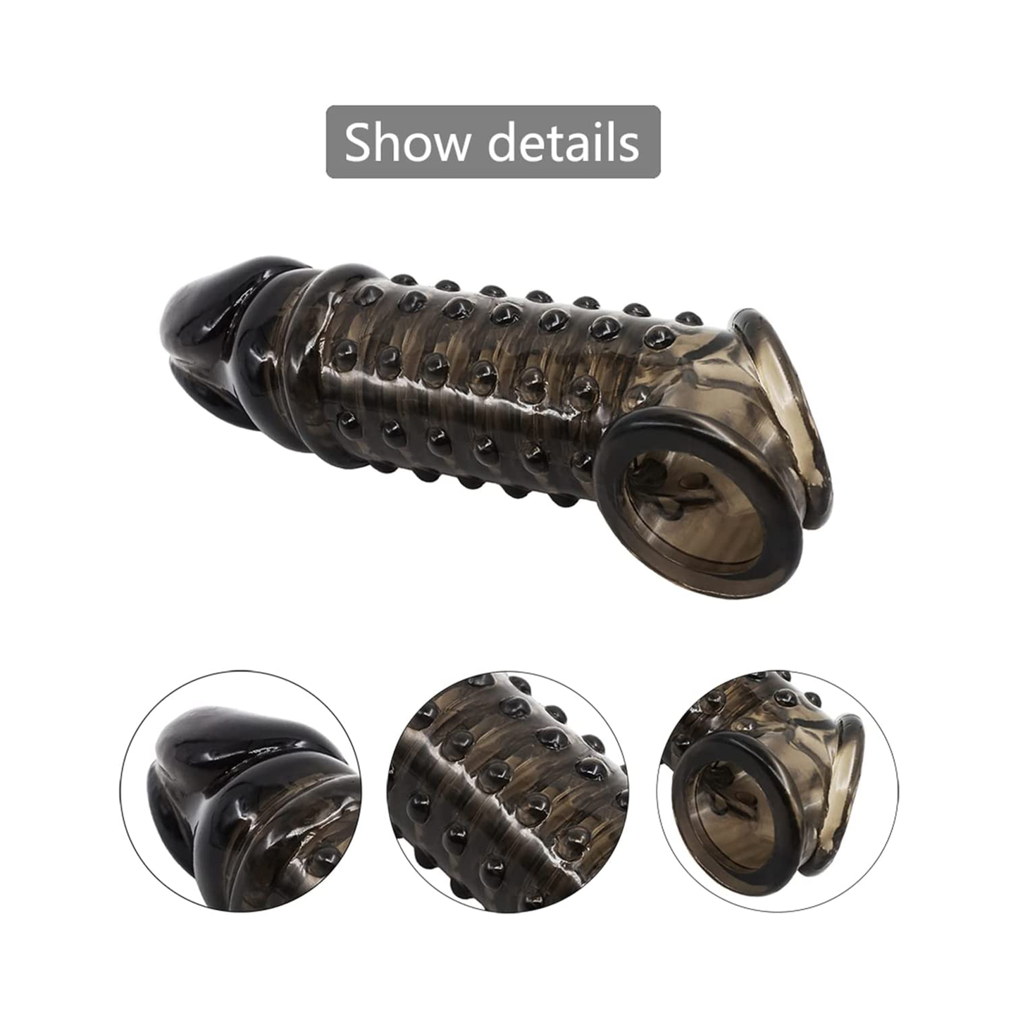 Sex toys  dubai1PcsBlackPenisSleeveCockEnlarger,DelayEjaculationDualSupportSheathwithConvexGrainforCoupletoys  men
