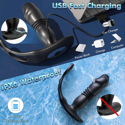 Sex toys  dubai7ModesHeadRetractableAnalPlugwithCockRingforMen,CouplesSexToystoys  men